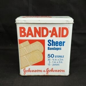 Vintage 90's Red White & Blue Band-Aid Tin